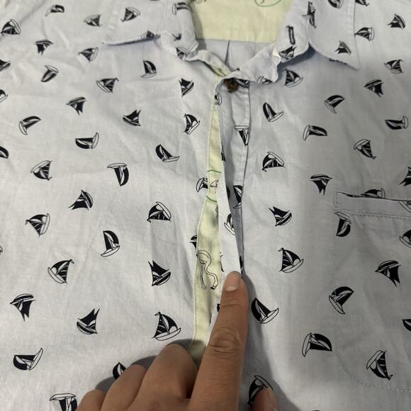 Sovereign Code Sailboat Button Down Flamingo Flip Cuff Shirt Mens L White - Picture 3 of 9